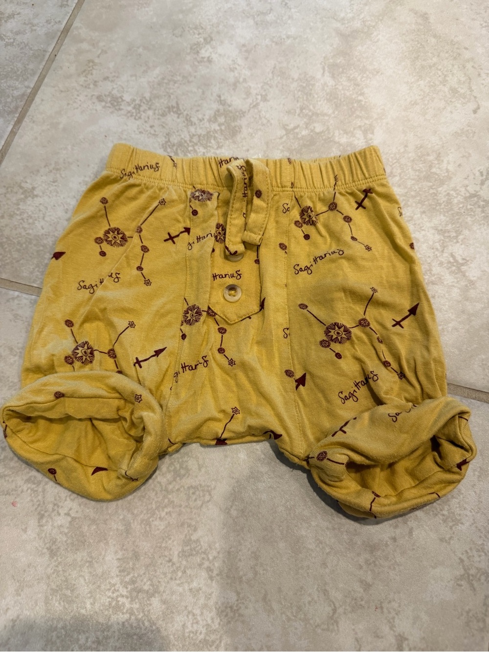 kate quinn Mustard Yellow Shorts with Burgundy Constellation Print